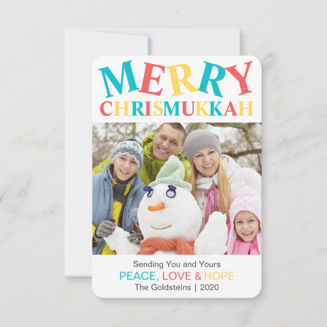 Carte Joyeux Chrismukkah Photo Paix, Amour & Espoir Pers (Devant)