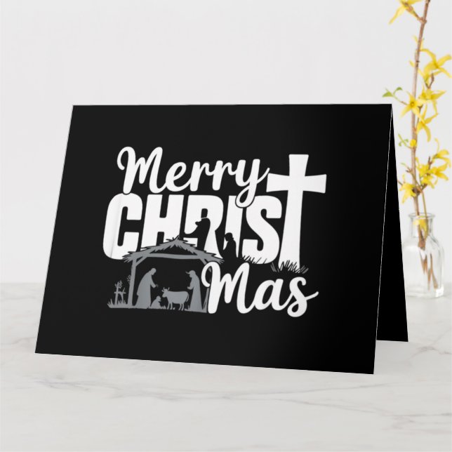 Carte Joyeux Christ Mas Christian Noël Famille Jésus (Fleur jaune)
