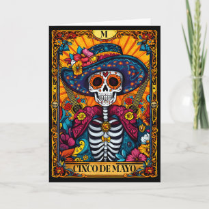 Carte Joyeux cinco de mayo mexicain chapeau crâne guitar