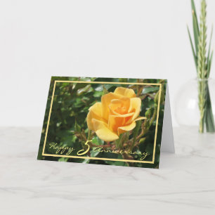 Carte Joyeux cinquième anniversaire Mariage, Rose Jaune