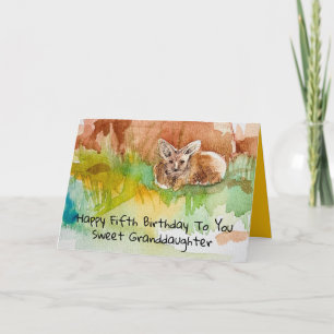 Carte Joyeux cinquième anniversaire petite-fille Kit Fox
