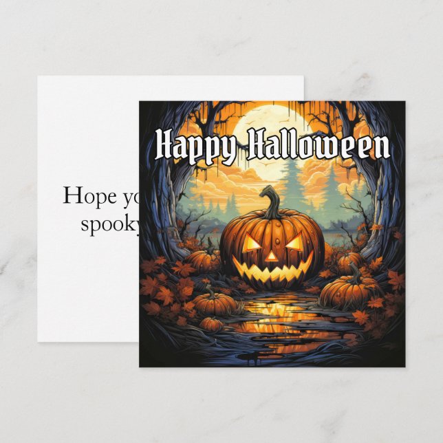 Carte Joyeux Citrouille d'Halloween (Devant / Derrière)