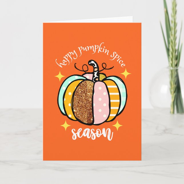 Carte Joyeux Citrouille épice saison mignonne Thanksgivi (Devant)