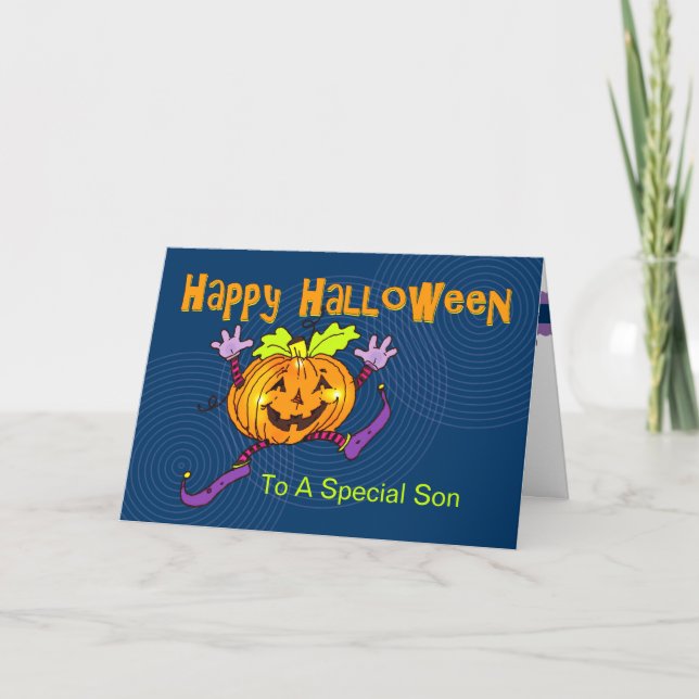 Carte Joyeux Citrouille heureux fils d'Halloween (Devant)