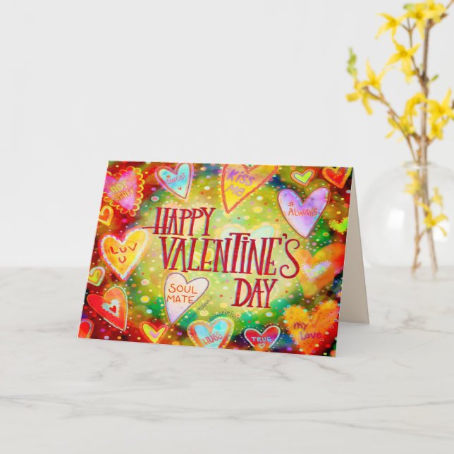 Carte Joyeux Coeurs de conversation pour la Saint-Valent (Fleur jaune)