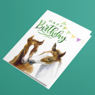 Carte Joyeux Colt d'aquarelle d'anniversaire