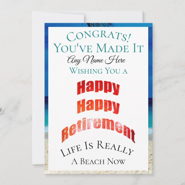 Carte Joyeux Congrès de retraite et nom - (Devant)