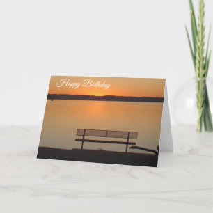 Carte Joyeux coucher de soleil d'anniversaire sur la car