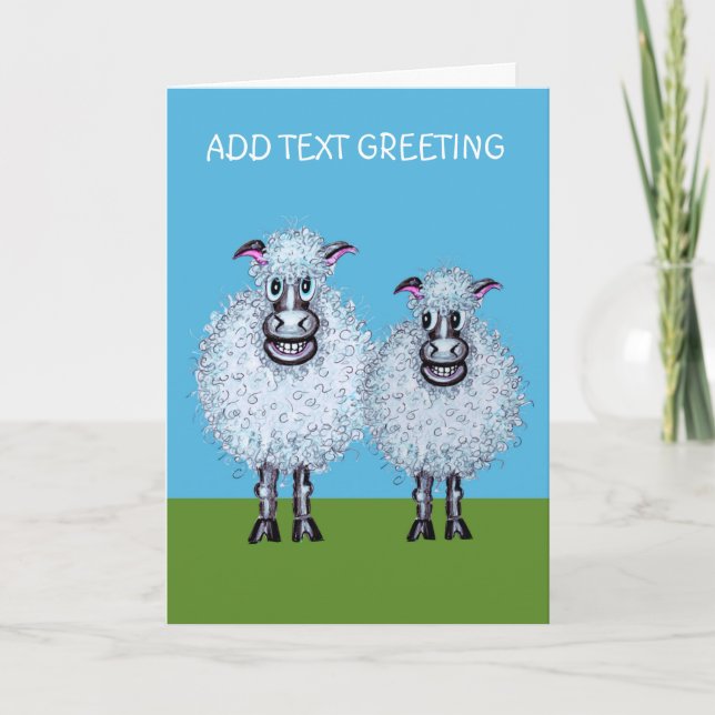 Carte Joyeux couple de moutons (Devant)