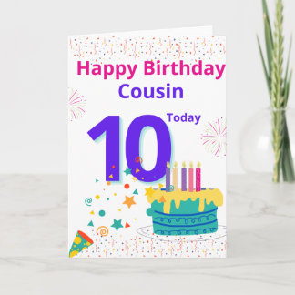 Carte Joyeux Cousin d'anniversaire - 10 aujourd'hui