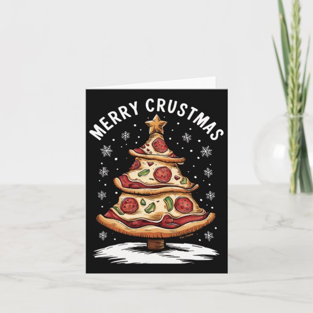 Carte Joyeux Crustmas Pizza Arbre de Noël Joyeux Noël Pi (Devant)