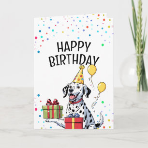 Carte Joyeux Dalmatien avec Casquette du Parti Anniversa
