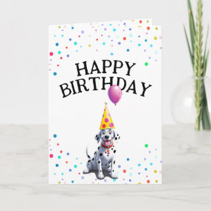 Carte Joyeux Dalmatien Chien et Confetti Anniversaire