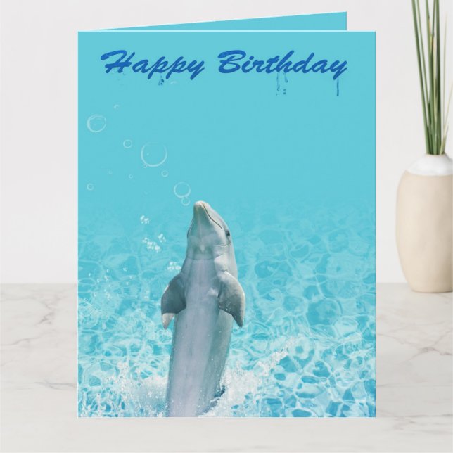 Carte Joyeux Dauphin d'anniversaire dans l'eau (Devant)