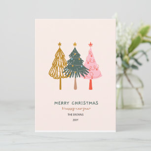 Carte Joyeux de Noël minimaliste Bleu Blanc
