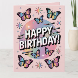Carte Joyeux design d'anniversaire avec des papillons co