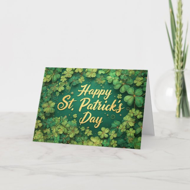 Carte Joyeux design de trèfle de la Saint-Patrick (Devant)