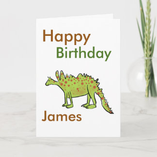 Carte Joyeux dessin d'anniversaire vert dinosaure garçon