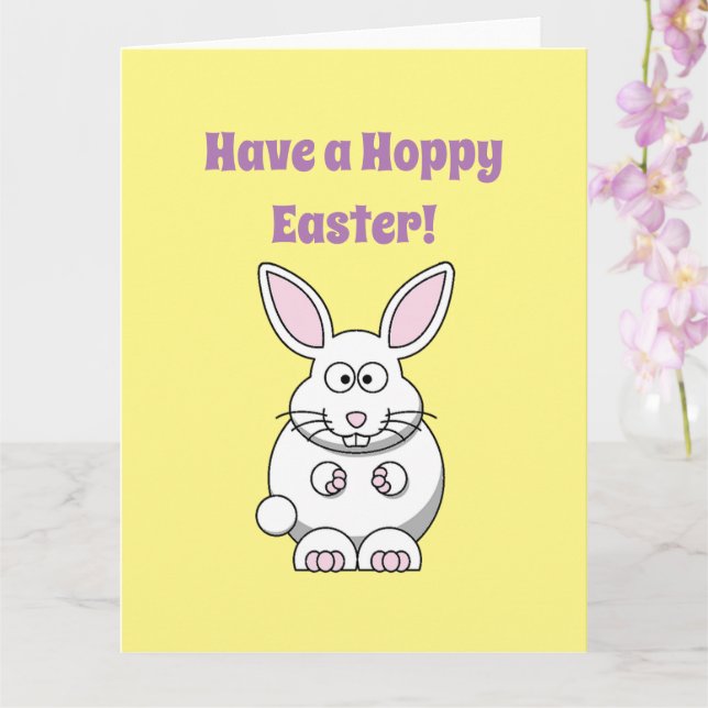 Carte Joyeux dessin de lapin lapin mignon de Pâques (Orchidée)