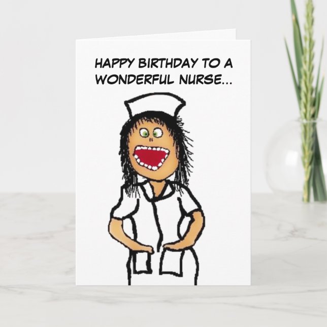 Carte Joyeux dessin d'infirmière d'anniversaire (Devant)
