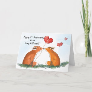 Carte Joyeux deuxième anniversaire à Foxy Girlfriend