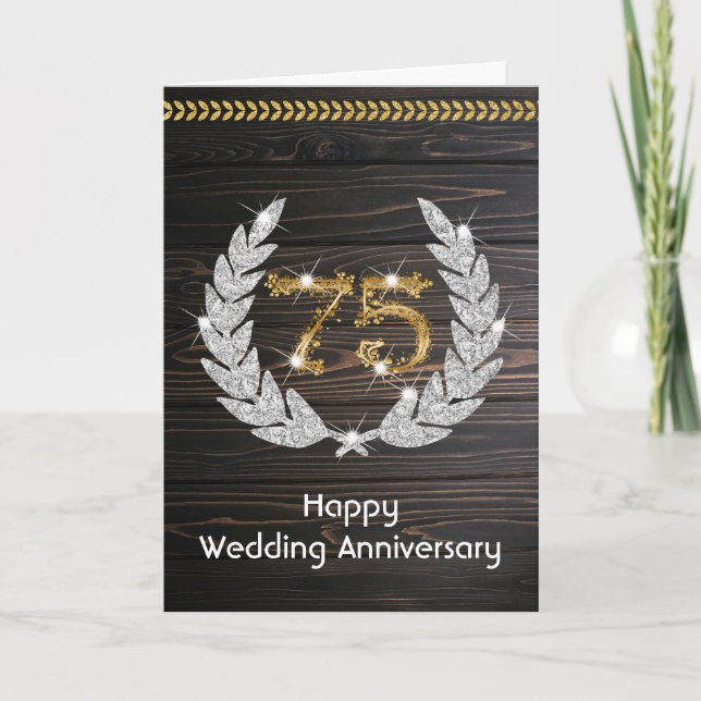 Carte Joyeux Diamant 75e anniversaire de Mariage (Devant)
