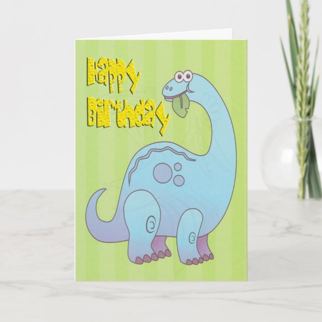 Carte Joyeux Dinosaure Bleu anniversaire (Devant)