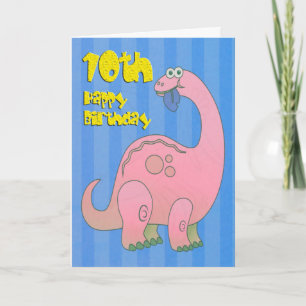 Carte Joyeux Dixième Anniversaire Dinosaure Rose