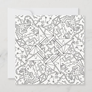 Carte Joyeux Doodles : Origami Dinosaur Coloration de la