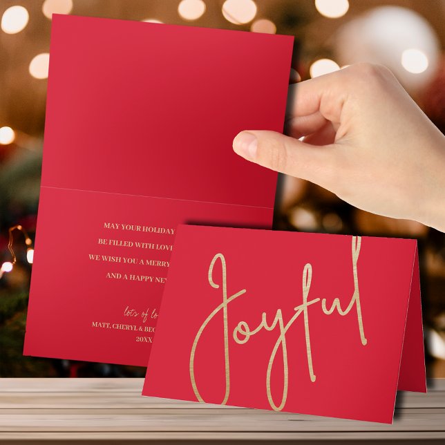 Carte Joyeux d'or sur le Noël rouge plié (Créateur téléchargé)