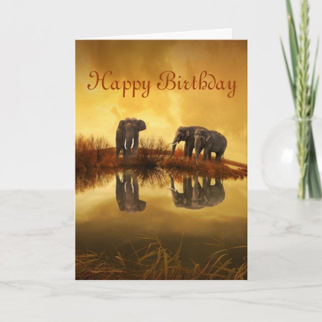 Carte Joyeux éléphants d'anniversaire (Devant)
