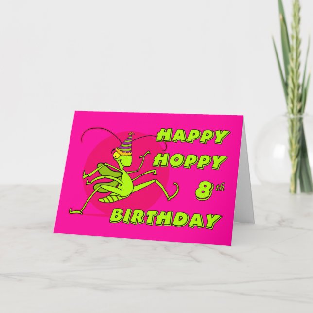 Carte Joyeux et chanceux Huitième anniversaire avec Gras (Devant)