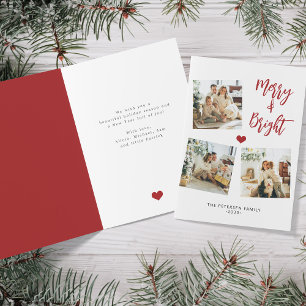 Carte Joyeux et lumineux moderne 3 photo collage Noël