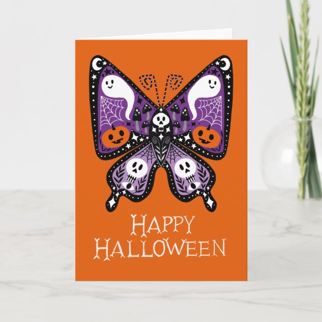 Carte Joyeux Fantôme de papillon Halloween (Devant)