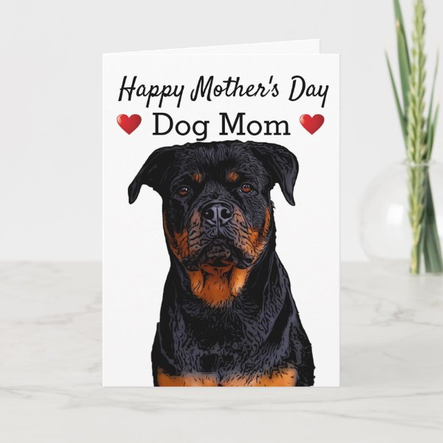 Carte Joyeux Fête des Mères Chien Maman Rottweiler (Devant)