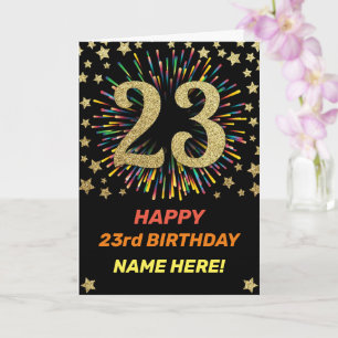 Carte Joyeux feu d'artifice Black & Gold 23e anniversair