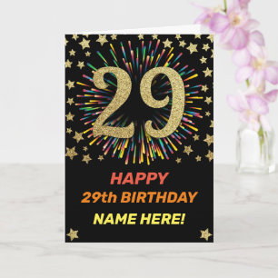 Carte Joyeux feu d'artifice Black & Gold 29th Birthday R