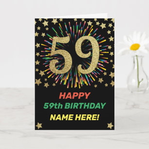 Carte Joyeux feu d'artifice du 59e anniversaire Rainbow 