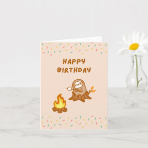 Carte Joyeux feu de camp d'anniversaire Sloth