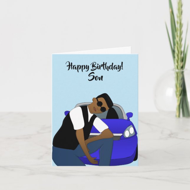 Carte Joyeux Fils d'anniversaire Africain Américain (Devant)