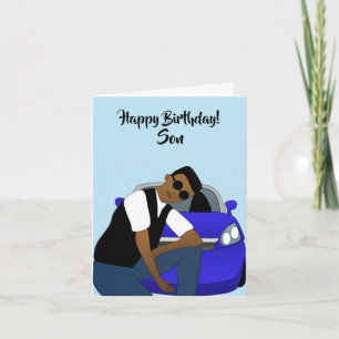 Carte Joyeux Fils d'anniversaire Africain Américain