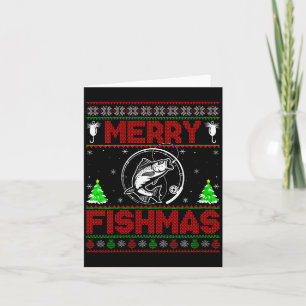 Carte Joyeux Fishmas Femmes B Poisson Pêche Noël Déformé