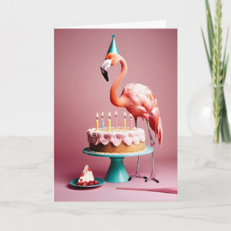 Carte Joyeux Flamant rose d'anniversaire