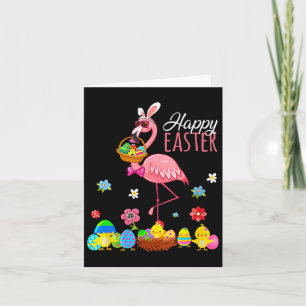 Carte Joyeux Flamant rose de Pâques avec Oeufs de Pâques
