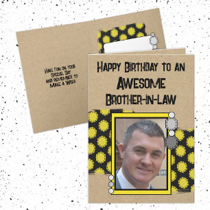 Carte Joyeux frère d'anniversaire en droit photo jaune