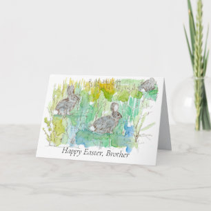 Carte Joyeux Frère de Pâques Cottontail Rabbits Printemp