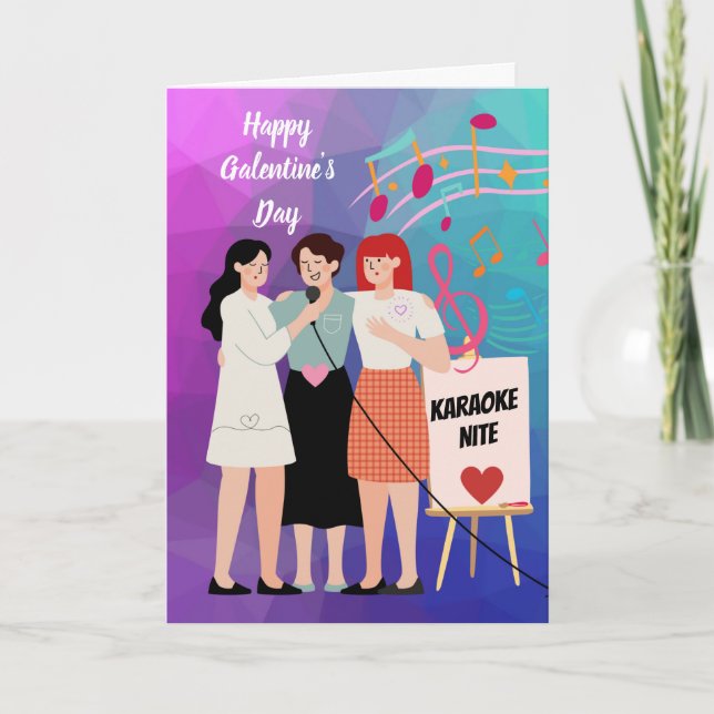 Carte Joyeux Galentine's Day Girls Night Out Karaoke (Devant)