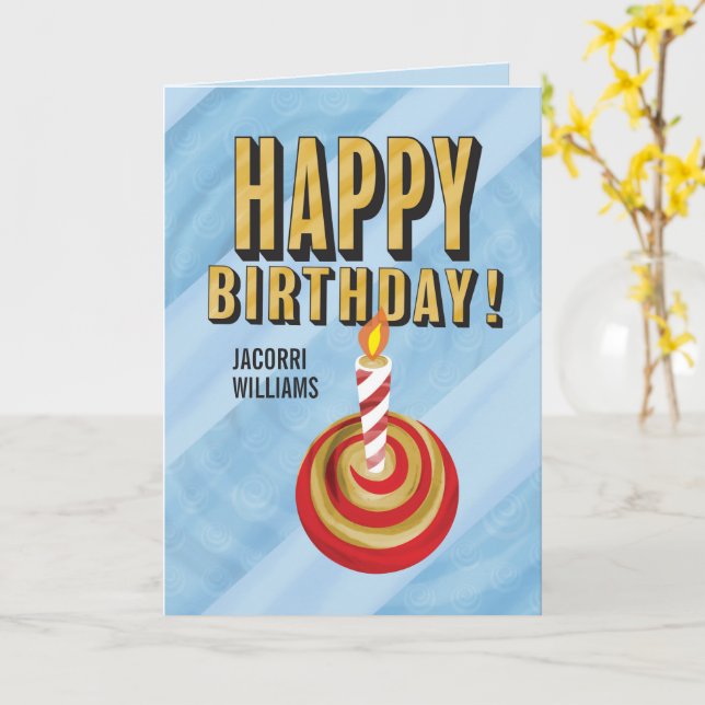 Carte Joyeux gâteau aux chandelles d'anniversaire modern (Fleur jaune)
