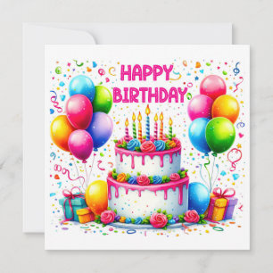 Carte Joyeux gâteau d'anniversaire