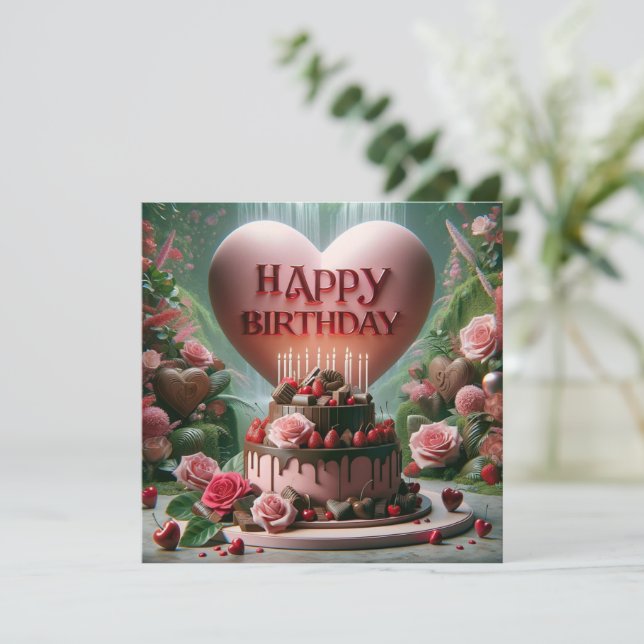 Carte Joyeux gâteau d'anniversaire (Debout devant)